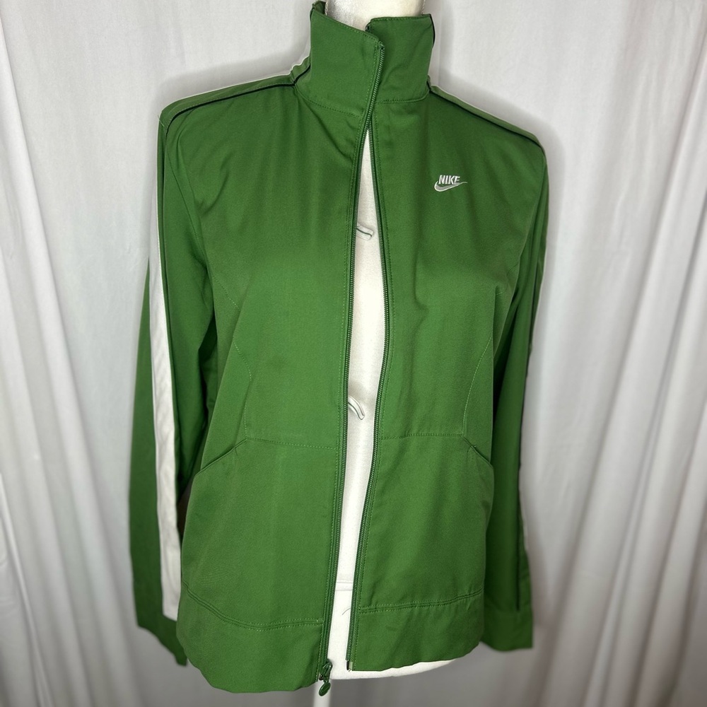 Nike Green and White Zip-Up Jacket